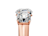 Rose gold Asscher Cut Three-Stone Diamond Ring with Prong Setting on a Classic Band_20