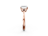 Rose gold Asscher Cut Three-Stone Solitaire Ring with Round Accent Diamonds and Four-Prong Setting_38