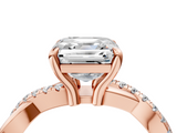 Rose gold Asscher Cut Twist Band Solitaire Diamond Ring with Pavé Setting_7