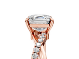 Rose gold Asscher Cut Twist Band Solitaire Diamond Ring with Pavé Setting_8