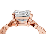 Rose gold Asscher Cut Twisted Pavé Band Solitaire Ring with Four-Prong Setting_10
