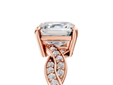 Rose gold Asscher Cut Twisted Pavé Band Solitaire Ring with Four-Prong Setting_11