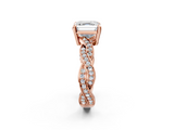 Rose gold Asscher Cut Twisted Pavé Band Solitaire Ring with Four-Prong Setting_8