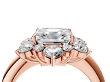 Rose gold Asscher Diamond Cluster Halo Ring with Solitaire Band and Four-Prong Setting_10