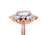 Rose gold Asscher Diamond Cluster Halo Ring with Solitaire Band and Four-Prong Setting_11