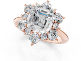 Rose gold Asscher Diamond Cluster Halo Ring with Solitaire Band and Four-Prong Setting_7