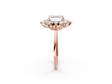 Rose gold Asscher Diamond Cluster Halo Ring with Solitaire Band and Four-Prong Setting_8