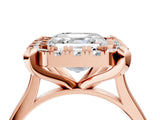 Rose gold Asscher Diamond Cluster Halo Solitaire with Four-Prong Setting_129