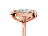 Rose gold Asscher Diamond Cluster Halo Solitaire with Four-Prong Setting_130