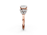 Rose gold Asscher Diamond Cluster Leaf Design Ring with Prong Setting_94