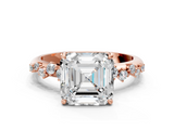Rose gold Asscher Diamond Cluster Prong-Set Solitaire Ring_6