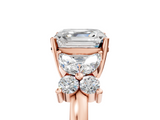 Rose gold Asscher Diamond Floral Cluster Ring with Solitaire Band and Prong Setting_11