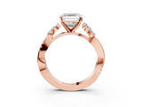 Rose gold Asscher Diamond Floral Vine Solitaire Engagement Ring_10