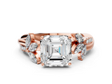 Rose gold Asscher Diamond Floral Vine Solitaire Engagement Ring_7