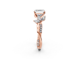 Rose gold Asscher Diamond Floral Vine Solitaire Engagement Ring_9