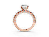 Rose gold Asscher Diamond Pavé Band Solitaire Ring with Four-Prong Setting_10
