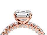 Rose gold Asscher Diamond Pavé Band Solitaire Ring with Four-Prong Setting_11