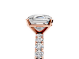 Rose gold Asscher Diamond Pavé Band Solitaire Ring with Four-Prong Setting_12