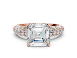 Rose gold Asscher Diamond Pavé Band Solitaire Ring with Four-Prong Setting_53