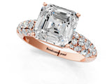 Rose gold Asscher Diamond Pavé Band Solitaire Ring with Four-Prong Setting_54