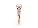 Rose gold Asscher Diamond Pavé Band Solitaire Ring with Four-Prong Setting_55