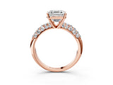 Rose gold Asscher Diamond Pavé Band Solitaire Ring with Four-Prong Setting_56