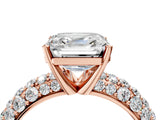 Rose gold Asscher Diamond Pavé Band Solitaire Ring with Four-Prong Setting_57