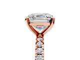 Rose gold Asscher Diamond Pavé Band Solitaire with Four-Prong Setting_11