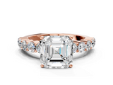 Rose gold Asscher Diamond Pavé Band Solitaire with Four-Prong Setting_37