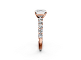 Rose gold Asscher Diamond Pavé Band Solitaire with Four-Prong Setting_39