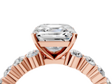 Rose gold Asscher Diamond Pavé Band Solitaire with Four-Prong Setting_41