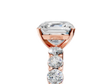 Rose gold Asscher Diamond Pavé Band Solitaire with Four-Prong Setting_42