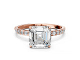 Rose gold Asscher Diamond Pavé Band with Six-Prong Setting_15