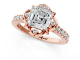 Rose gold Asscher Diamond Pave Band with Floral Prong Setting_28