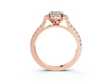Rose gold Asscher Diamond Pave Band with Floral Prong Setting_30
