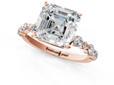 Rose gold Asscher Diamond Prong Set Engagement Ring with Pave Band_25