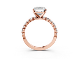 Rose gold Asscher Diamond Prong Set Engagement Ring with Pave Band_27