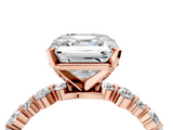 Rose gold Asscher Diamond Prong Set Engagement Ring with Pave Band_28