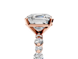 Rose gold Asscher Diamond Prong Set Engagement Ring with Pave Band_29