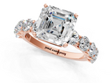 Rose gold Asscher Diamond Prong Setting with Side Stones on a Pave Band_12