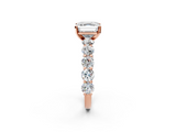 Rose gold Asscher Diamond Prong Setting with Side Stones on a Pave Band_13