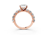 Rose gold Asscher Diamond Prong Setting with Side Stones on a Pave Band_14