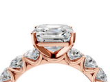 Rose gold Asscher Diamond Prong Setting with Side Stones on a Pave Band_15