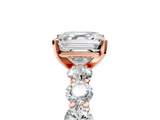 Rose gold Asscher Diamond Prong Setting with Side Stones on a Pave Band_16