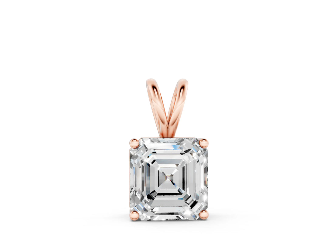Rose gold Asscher Diamond Solitaire Pendant with Four Prong Setting_4