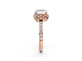 Rose gold Asscher Diamond Solitaire Ring with Shared Prong Pavé Band_25