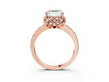 Rose gold Asscher Diamond Solitaire Ring with Shared Prong Pavé Band_26
