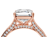 Rose gold Asscher Diamond Solitaire with Pave Band and Six-Prong Setting_40