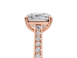 Rose gold Asscher Diamond Solitaire with Pave Band and Six-Prong Setting_41
