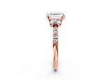 Rose gold Asscher Diamond Three-Stone Pave Band with Four-Prong Setting_26
